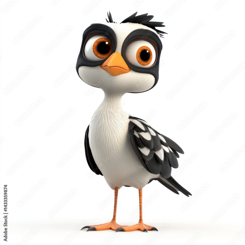 Naklejka premium cute cartoon Lapwing character 3D render isolated on white background 