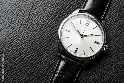Wallpaper Mural Sleek wristwatch on black leather Torontodigital.ca