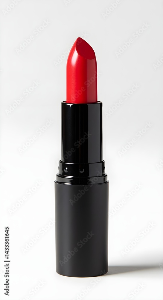 Red lipstick standing open on white background, isolated Red lipstick standing open on white background, isolated