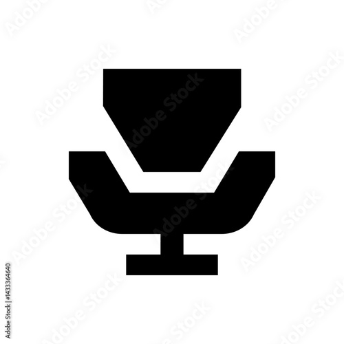 Illustration of a modern chair with a square back and armrests in black and white minimalist design style