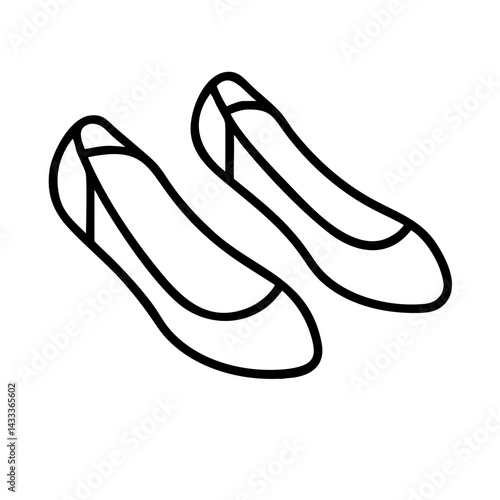 ballet flats line drawn footwear vector art - illustration ballet flats, isolated white background