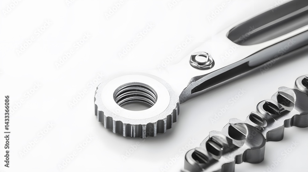 Obraz premium Chrome Tool Closeup with White Background.