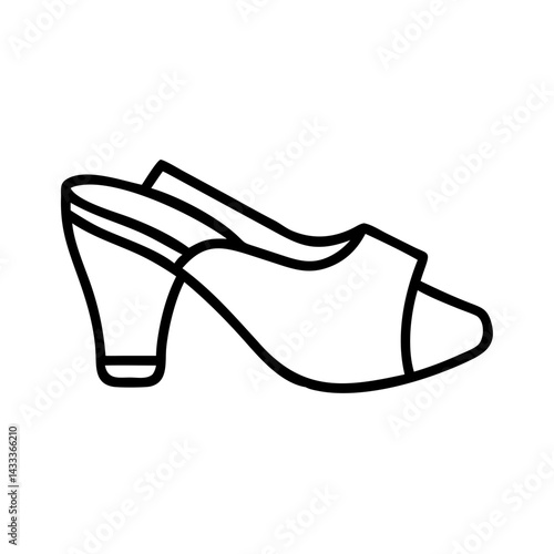 mules shoes line drawn footwear vector art - illustration mules shoes, isolated white background