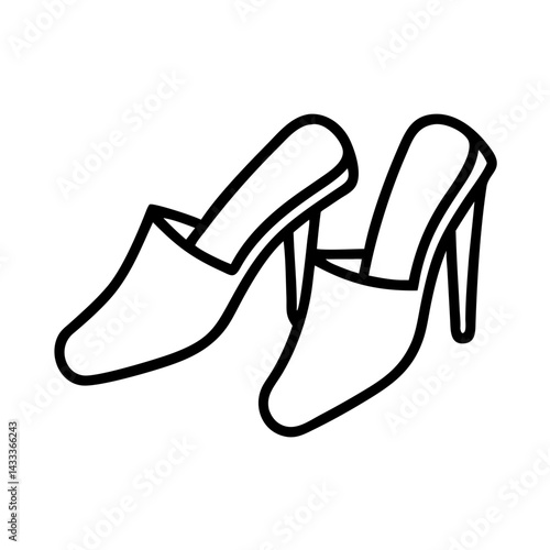 mules shoes line drawn footwear vector art - illustration mules shoes, isolated white background