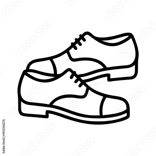 oxfords line drawn footwear vector art - illustration oxfords, isolated white background