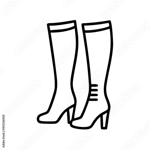 thigh high boots line drawn footwear vector art - illustration thigh high boots, isolated white background