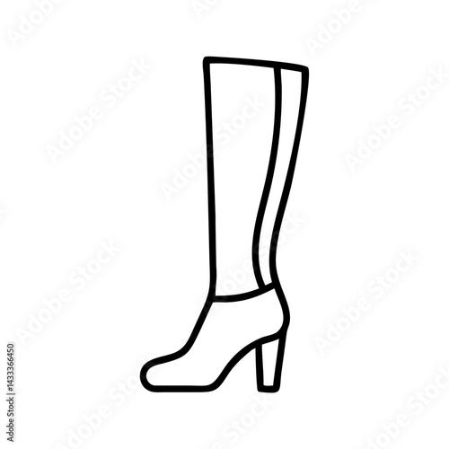 thigh high boots line drawn footwear vector art - illustration thigh high boots, isolated white background