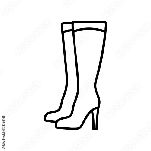 thigh high boots line drawn footwear vector art - illustration thigh high boots, isolated white background