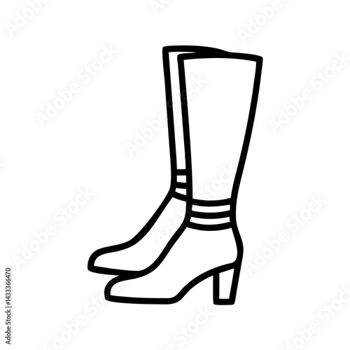 thigh high boots line drawn footwear vector art - illustration thigh high boots, isolated white background