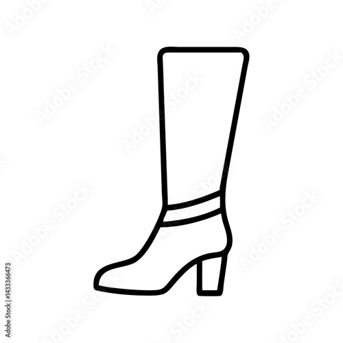 thigh high boots line drawn footwear vector art - illustration thigh high boots, isolated white background