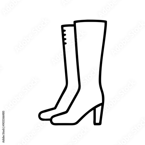 thigh high boots line drawn footwear vector art - illustration thigh high boots, isolated white background