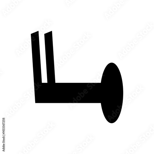 A black wind barb symbol indicating a wind speed of five knots with a single flag and a circle