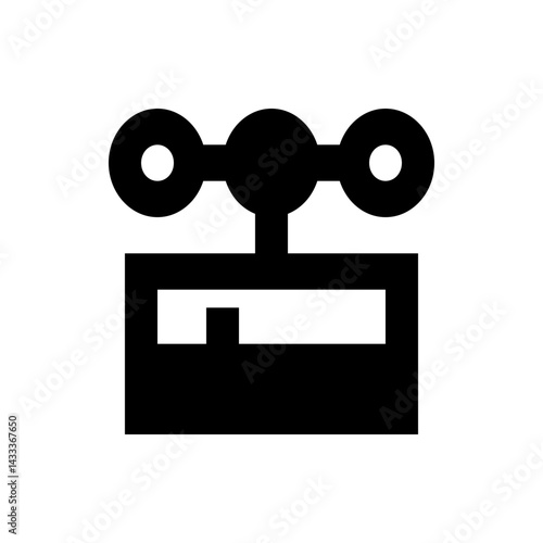 Illustration of a weather vane with three circular elements above a rectangular base in solid black color