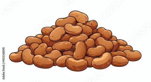 A cartoon depiction of a pile of brown beans on a white background in a simple illustration style