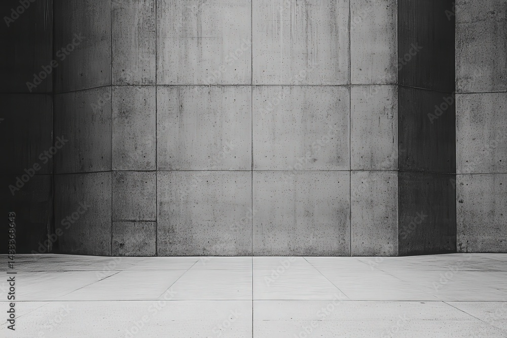 Empty, modern concrete interior space with geometric design. Empty, modern concrete interior space with geometric design.