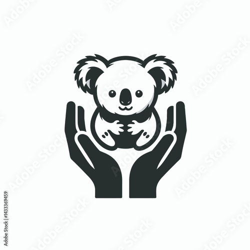 Koala Holding hands. Funny Animal Vector Clip art. Eucalyptus bear clasping paws affectionate fauna natures bond loving creature.