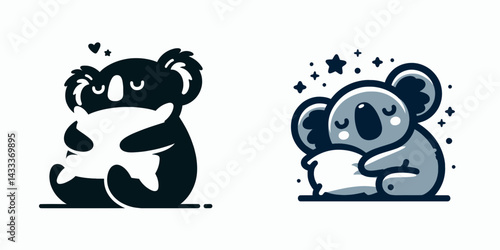 Koala Playful Pillow. Funny Animal Vector Clip art. Marsupial joy bolster cheery cuddle cushion for child imagination.