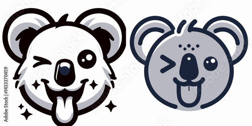 Koala Winking Face With Tongue. Funny Animal Vector Clip art. Marsupial peeking expression showing organ humorous animalistic design.