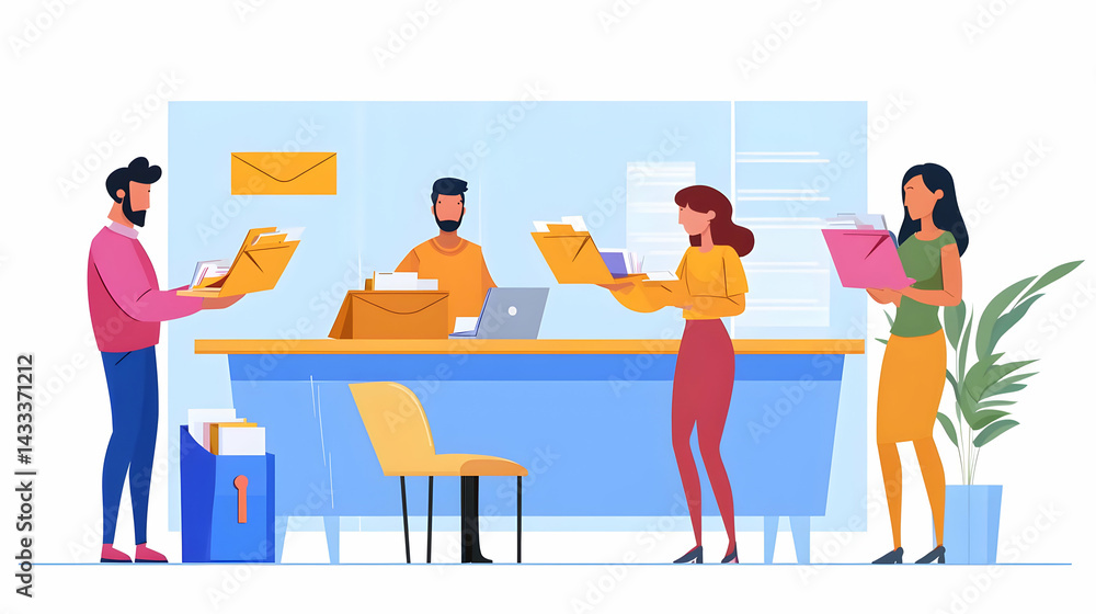 Fototapeta premium Business Team Handling Office Documents In Modern Office
