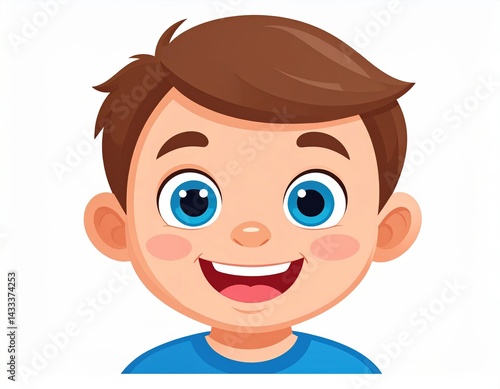 Wallpaper Mural Happy cartoon boy with brown hair and blue eyes Torontodigital.ca