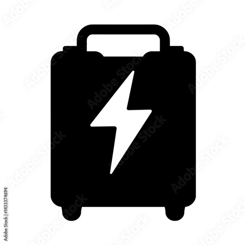 Defibrillator icon with electric spark on white background, medical concept