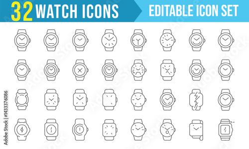 Digital Watch Icon Set – Versatile and Customizable for Various Projects