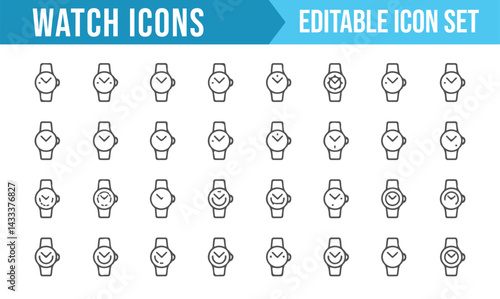Watch Face Icon Set for Digital Platforms – Clean and Editable Vector Designs