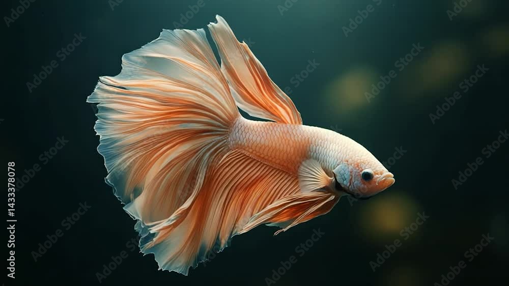Graceful betta fish swimming in a serene aquatic environment Graceful betta fish swimming in a serene aquatic environment