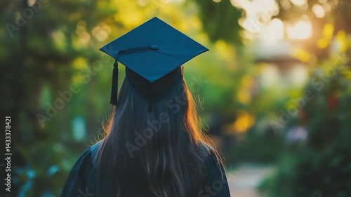 Wallpaper Mural Graduate in Cap and Gown Reflects on Achievement in Lush Garden Torontodigital.ca