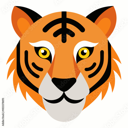 Tiger face icon on white background