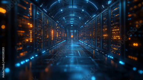 Wallpaper Mural A corridor filled with server racks in the data center. Torontodigital.ca