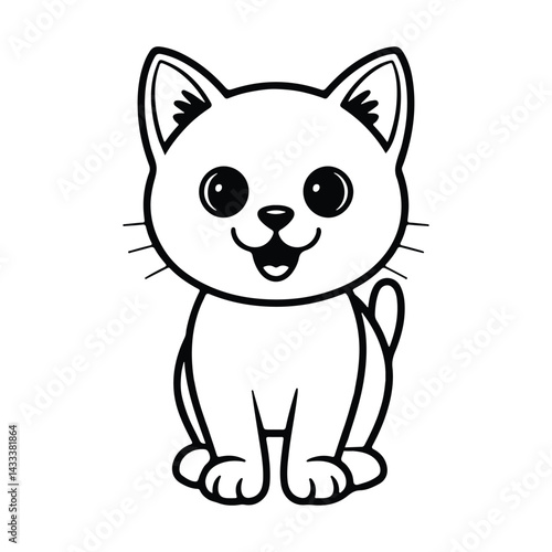 Cat line art vector and cat silhouette design or Black cat vector and line art design.