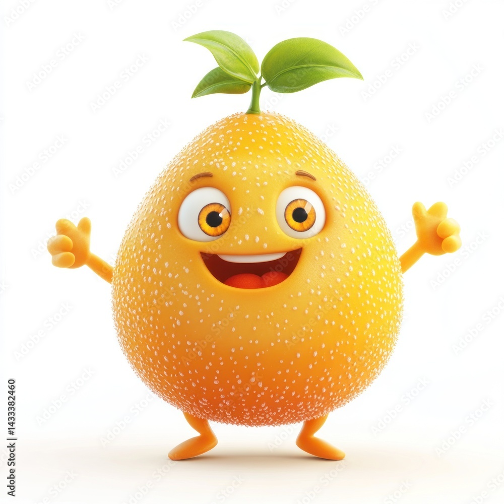cute cartoon logan fruit character isolated 3D render on white background cute cartoon logan fruit character isolated 3D render on white background