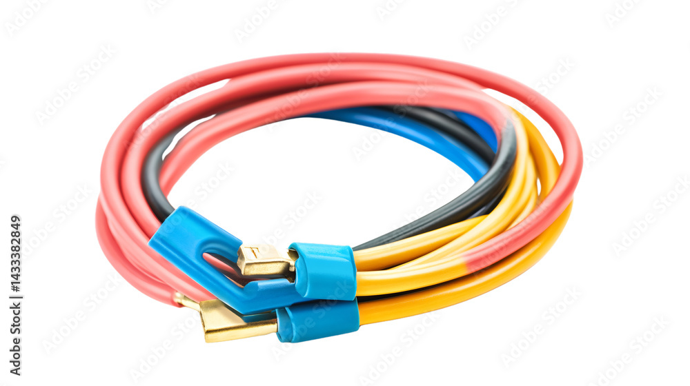 Professional Jumper Cable Isolated on White Background for Engineering Solutions Professional Jumper Cable Isolated on White Background for Engineering Solutions