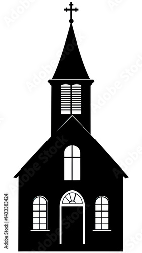 Minimalist Church Silhouette Vector for Religious Themes and Community Projects