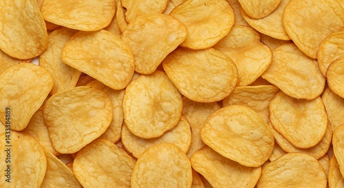 crunchy potato chips mid air glistening in golden hues, offering a savory treat that’s impossible to resist.
