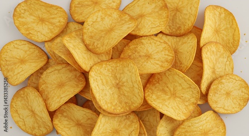 crunchy potato chips mid air glistening in golden hues, offering a savory treat that’s impossible to resist.