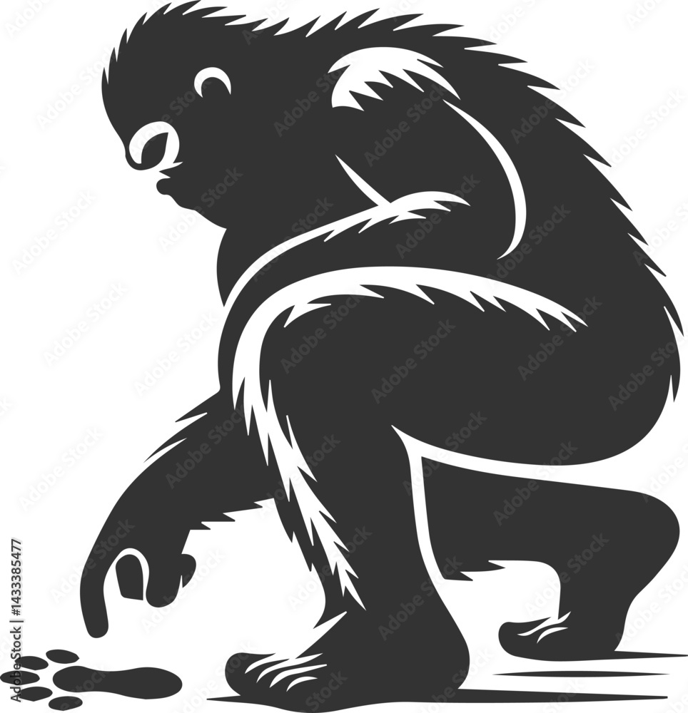 Naklejka premium Vector silhouette of a bigfoot