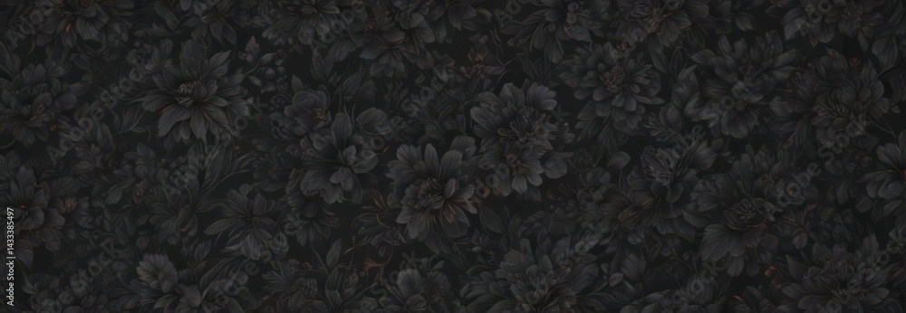 Fototapeta premium Abstract charcoal floral wallpaper Dark, seamless botanical pattern, sophisticated design , vintage, pattern, organic