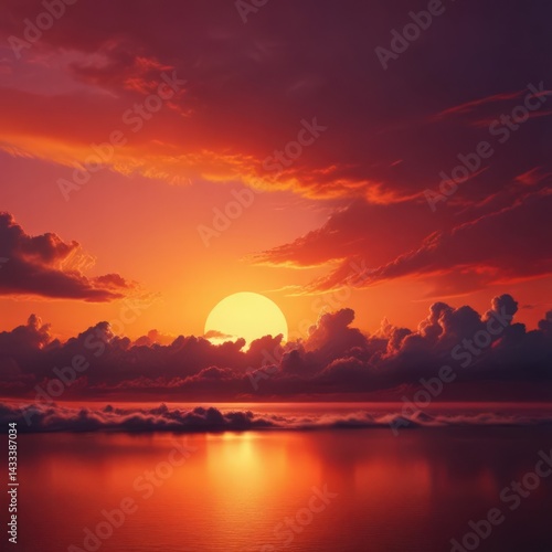 sunset over the sea, sunset over the ocean, sunset at the beach