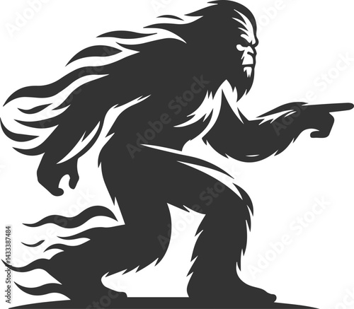Vector silhouette of a bigfoot