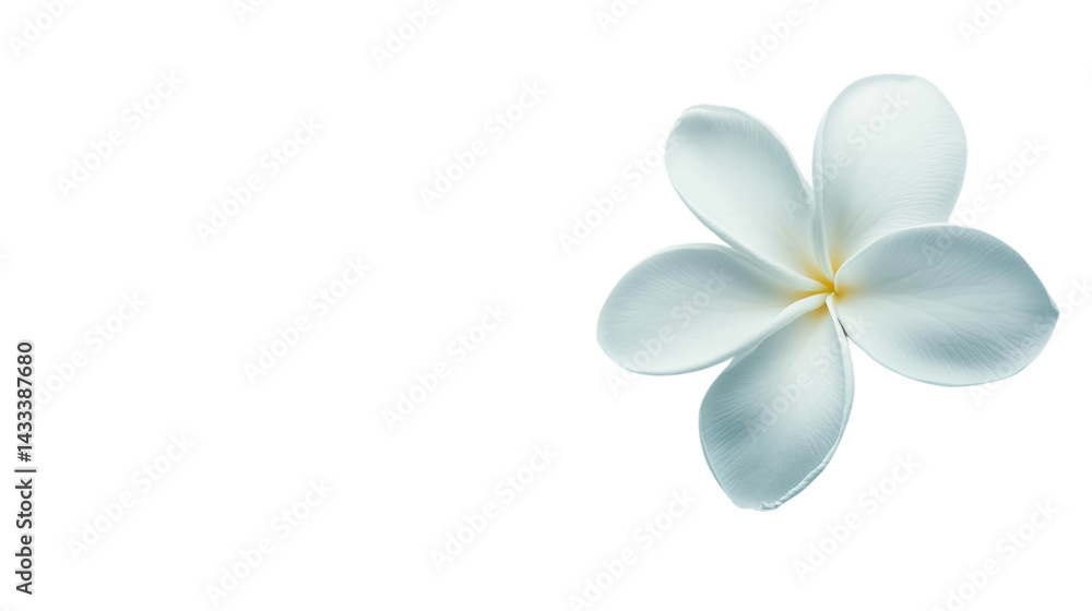 Fototapeta premium Elegant White Frangipani Flower on Isolated White Background