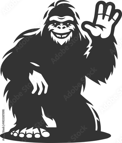 Vector silhouette of a bigfoot