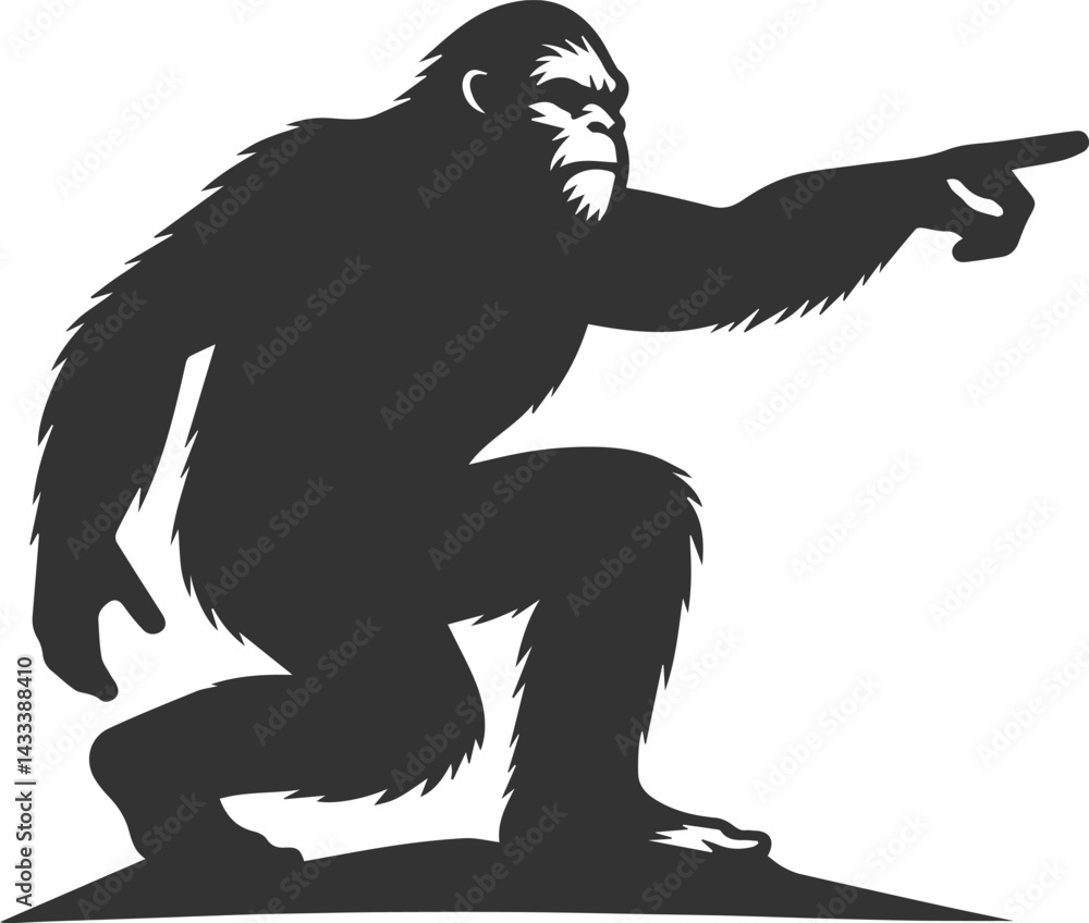 Fototapeta premium Vector silhouette of a bigfoot