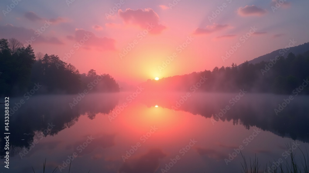 Obraz premium Morning Serenity: Reflections of Dawn