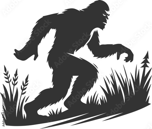 Vector silhouette of a bigfoot