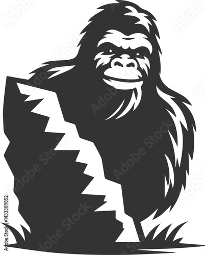 Vector silhouette of a bigfoot
