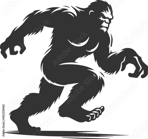 Vector silhouette of a bigfoot