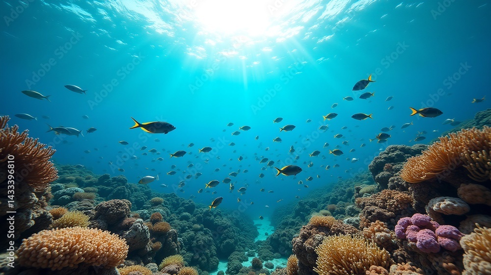 Naklejka premium Oceanic Wonderland: Exploring the Depths of Marine Life