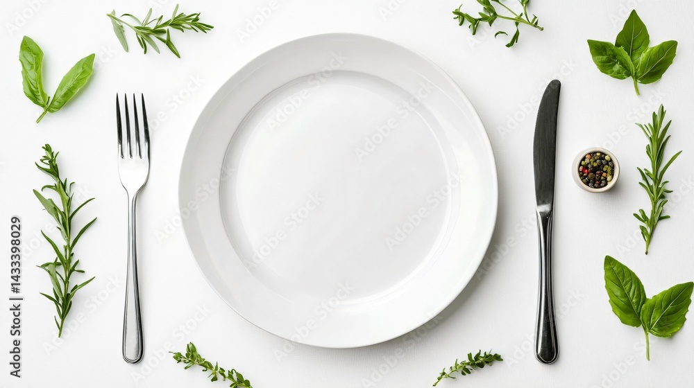 Clean Empty Dinner Plate on White Background for Culinary Concepts